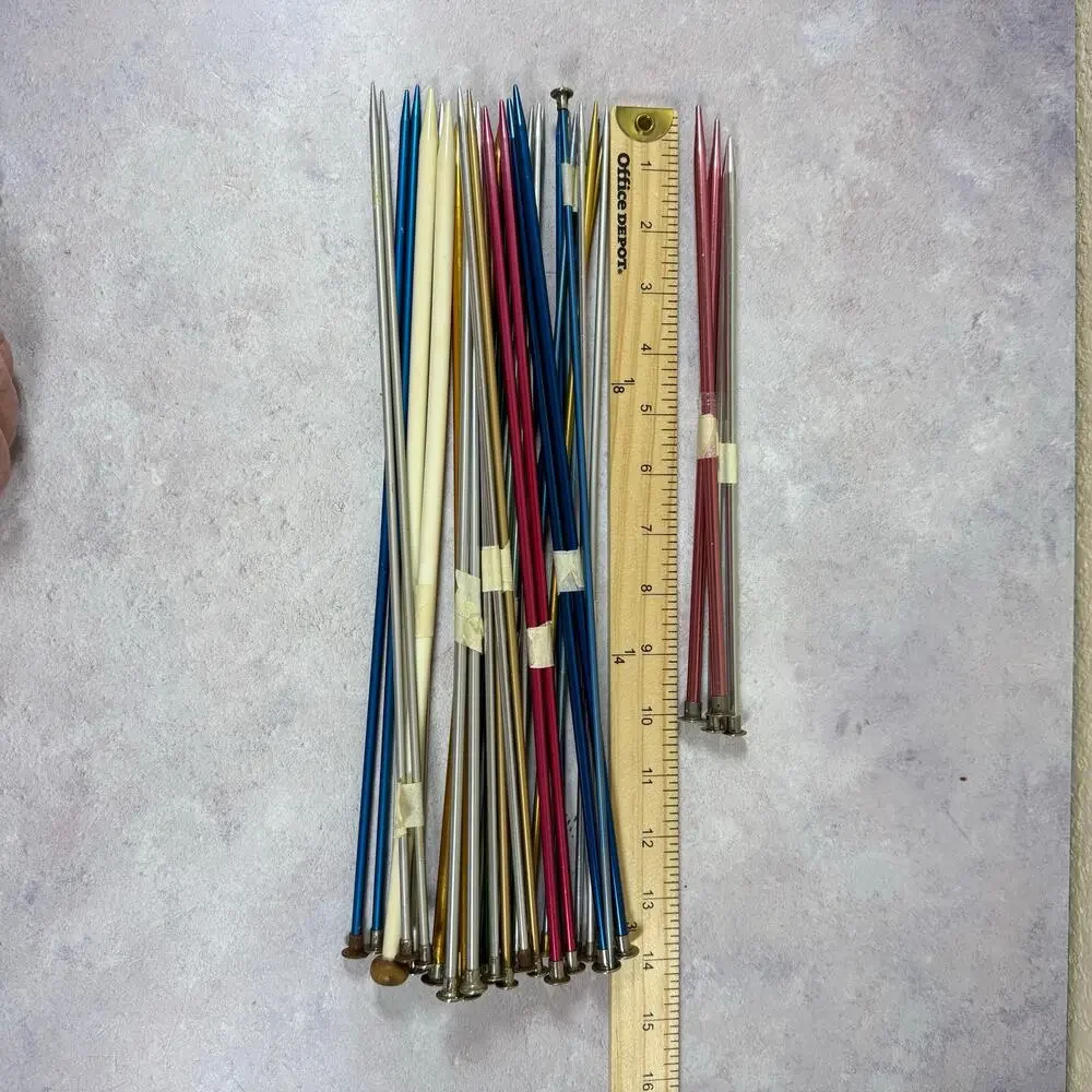 Lot of Knitting Needles Various Sizes 18 Pairs 10 Singles Bates Boye Aluminum